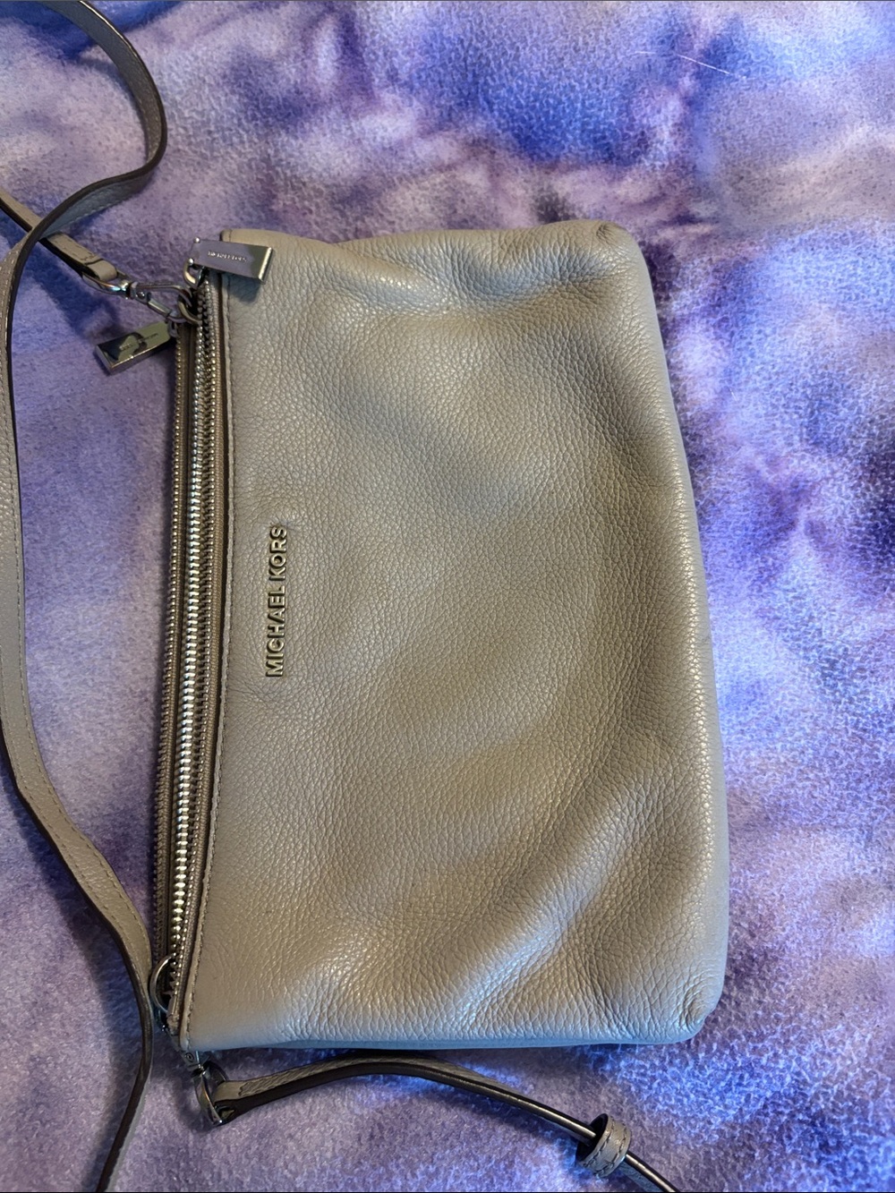 Michael Kors Pebbled Leather Crossbody Bag in Gray
